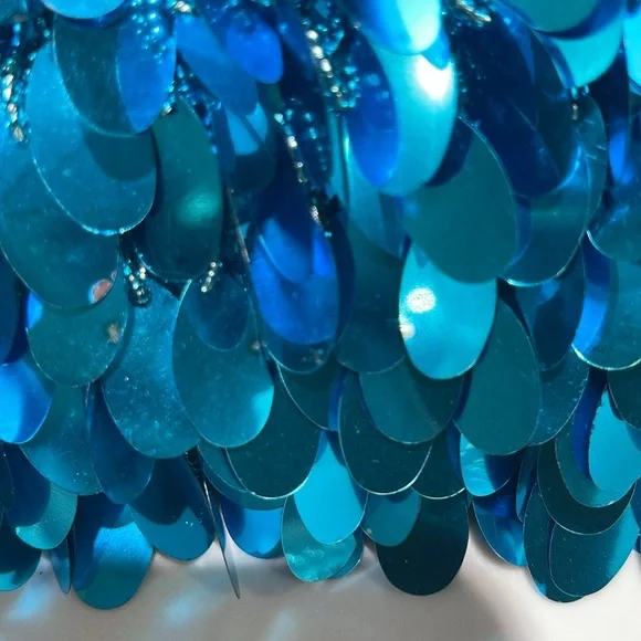 NWT JESSICA MCCLINTOK Sequined Bling Crossbody Clasp, 9”W x 5”H, Turquoise Blue - Picture 1 of 8